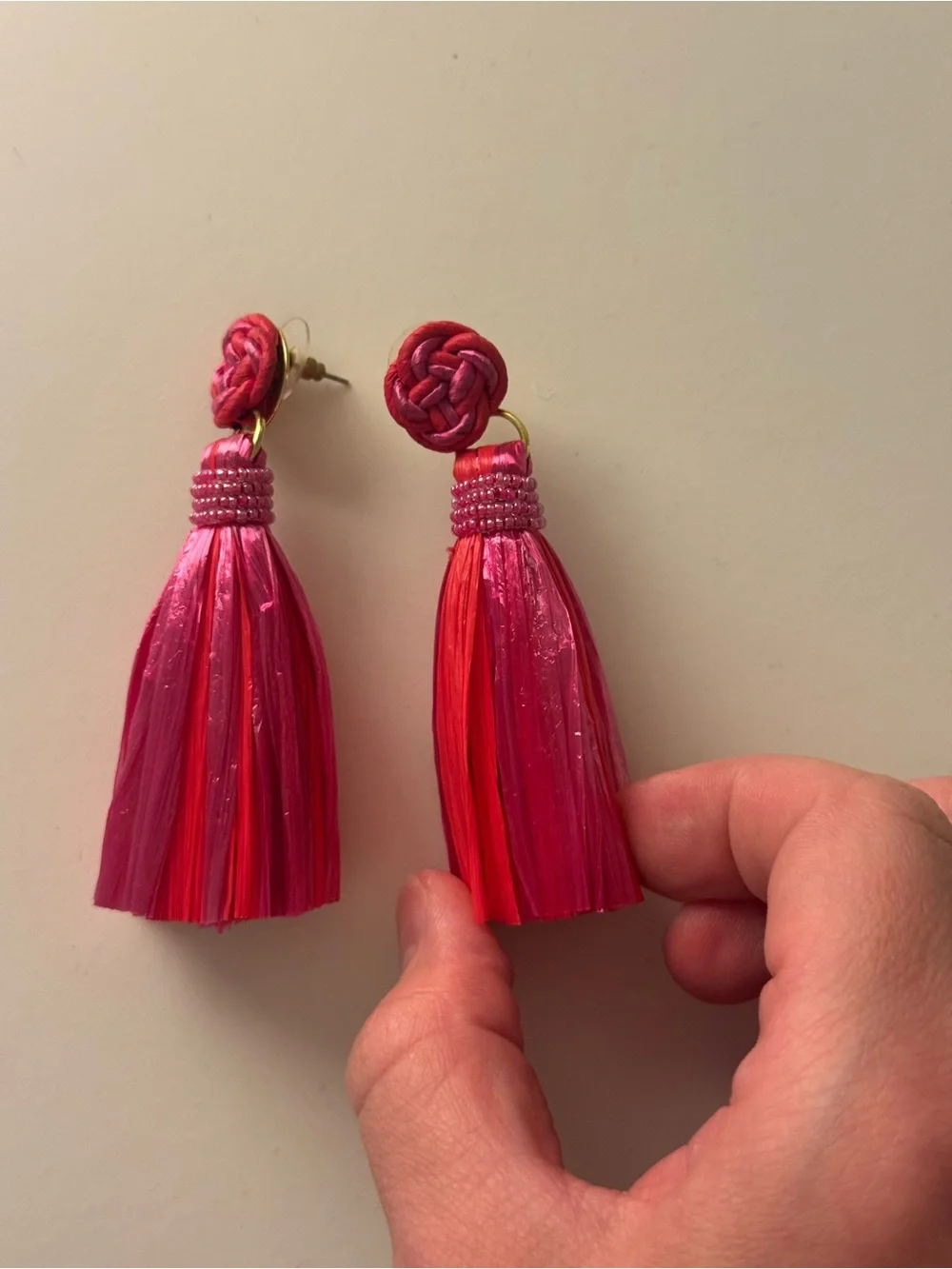 Vineyard Vines Pink & Fuchsia Raffia Earrings